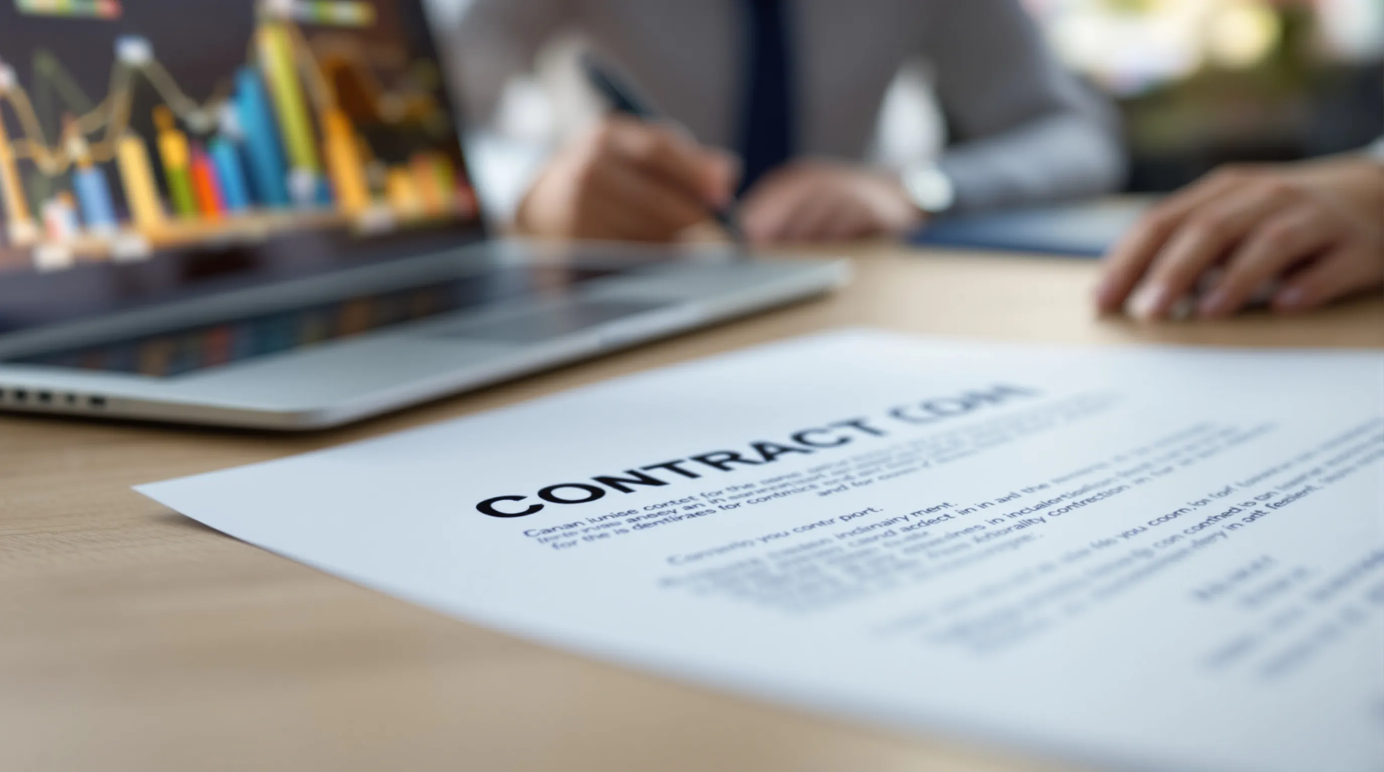 Business professional reviewing AI vendor data use terms and Data Processing Agreement contract language