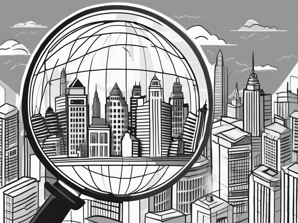 A magnifying glass hovering over a globe searching for best customer service outsourcing company